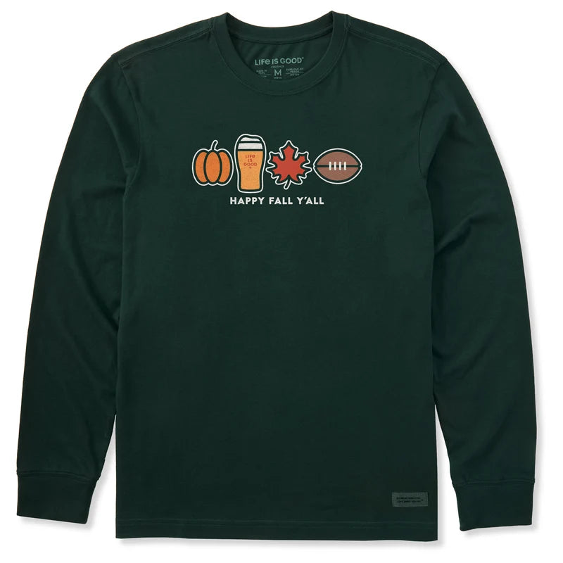 Men's Happy Fall Icons Long Sleeve Crusher Tee